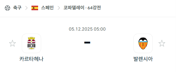 [스페인 코파델레이] 2025년12월05일 카트타헤나 vs 발렌시아 분석 중계