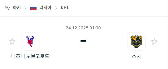 [아이스하키 KHL] 12월24일 니즈니 노브고로드 vs 소치 분석 중계