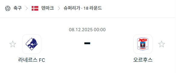 [노르웨이 엘리테세리엔] 2025년12월08일 라네르스 vs 오르후스 분석 중계