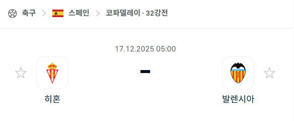 [스페인 코파델레이] 2025년12월17일 히흔 vs 발렌시아 분석 중계