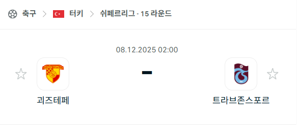 [터키 쉬페르리그] 2025년12월08일 괴즈테페 vs 트라브존스포르 분석 중계