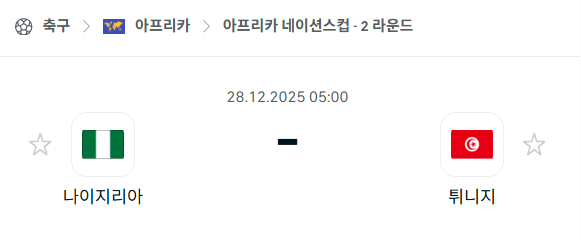 [아프리카 네이션스컵] 12월28일 나이지리아 vs 튀니지 분석 중계