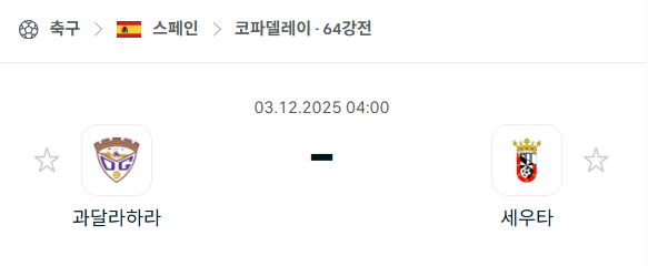 [스페인 코파델레이] 2025년12월03일 과달라하라 vs 세우타 분석 중계