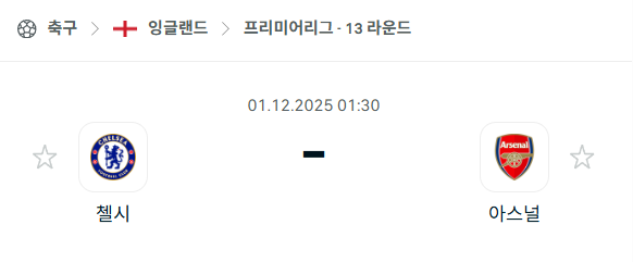 [EPL 프리미어리그] 2025년12월01일 첼시 vs 아스날 분석 중계