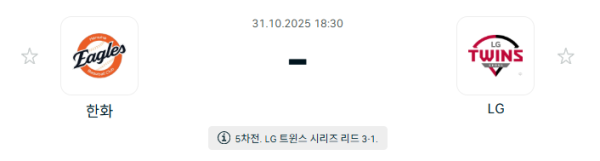 [KBO 프로야구] 2025년10월31일 한화 이글스 vs LG 트윈스 분석 중계