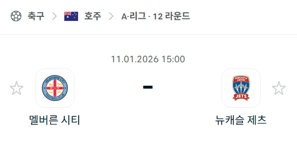 [호주 A리그] 01월11일 멜버른 시티 vs 뉴캐슬 제츠 분석 중계