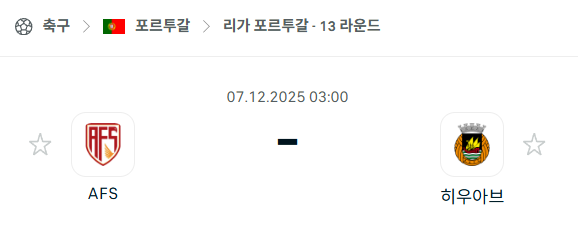 [포르투갈 프리메이라리가] 2025년12월07일 AVS vs 히우아브 분석 중계
