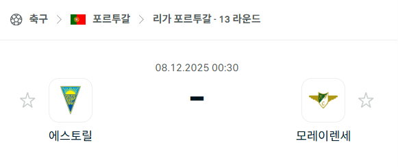 [포르투갈 프리메이라리가] 2025년12월08일 에스토릴 vs 모레이렌세 분석 중계