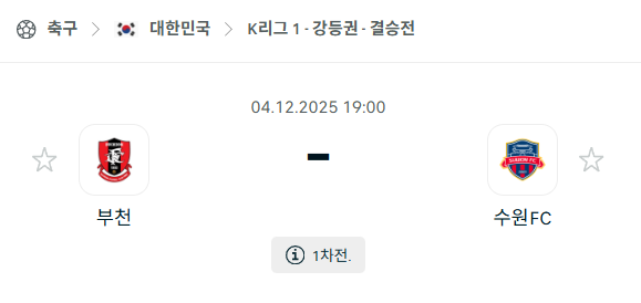 [대한민국 K리그1] 2025년12월04일 부천FC vs 수원FC 분석 중계